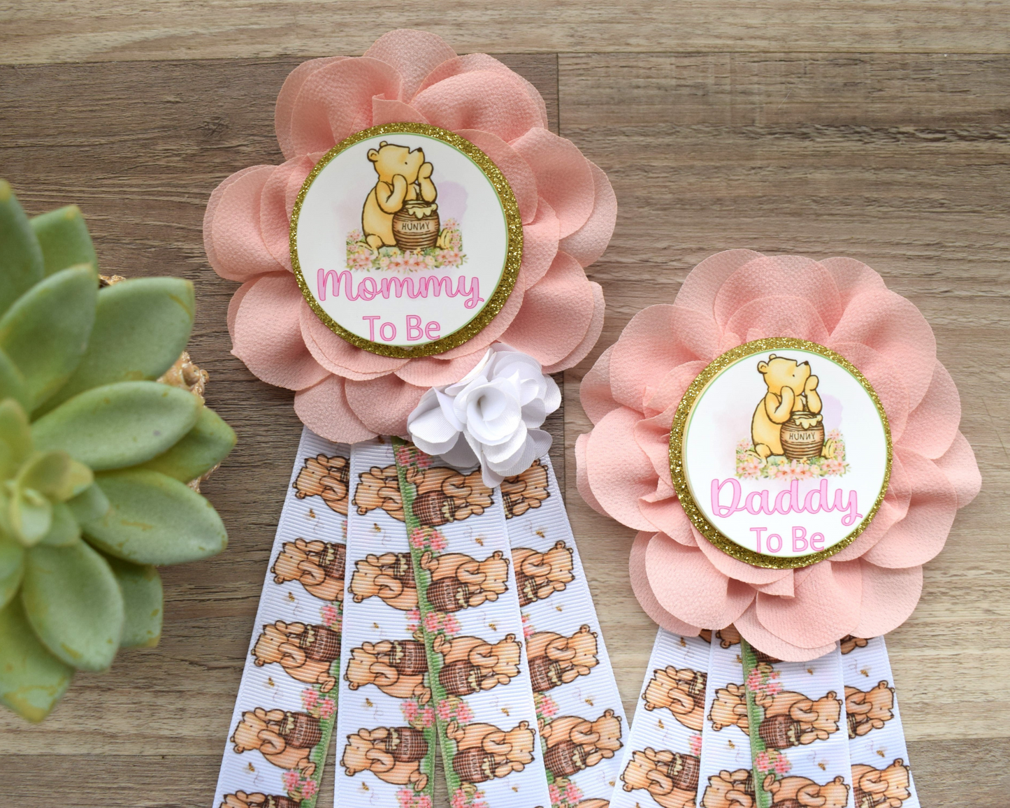 Girl Winnie The Pooh Pins, Do It Yourself Set, DIY Mommy To Be Pin, Daddy To Be Pin, Baby Shower Pins