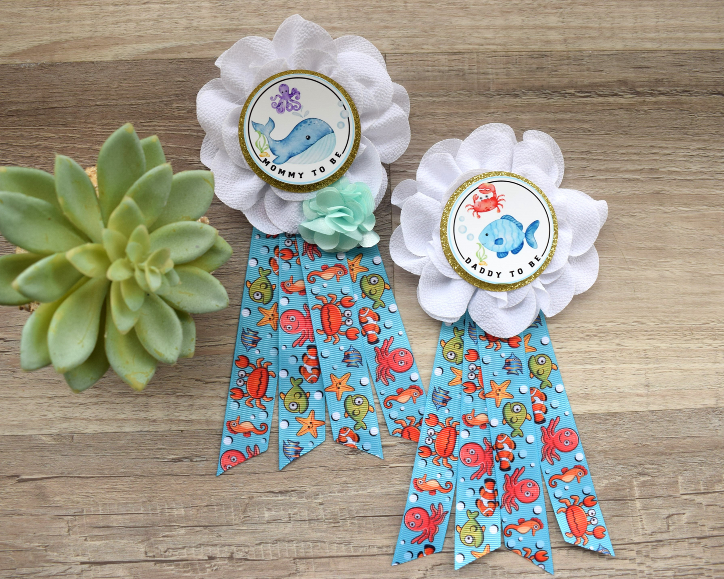 Under The Sea Pins, Do It Yourself Set, DIY Mommy To Be Pin, Daddy To Be Pin, Baby Shower Pins