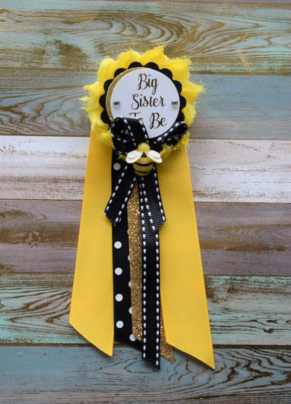 Sunflower Baby Shower, Yellow Black Flower Corsage Pin, Mommy To Be, Daddy To Be, Gender Reveal Baby Shower, Bumble Bee & Sunflower Theme - Celebrations By Cris