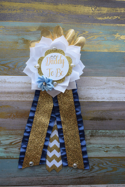 Royal Gold Prince Flower Sash, Royal Gold Maternity Sash, Royal Gold Pregnant Sash, Mommy and Daddy To Be, Royal Prince Baby Shower, Custom - Celebrations By Cris