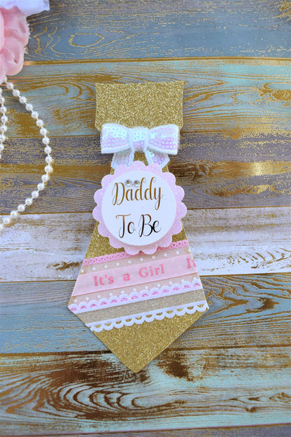 Pink Gold Princess Flower Sash, Pink Gold Maternity Sash, Pink Gold White Pregnant Sash, Mommy and Daddy To Be, Princess Baby Shower, Custom - Celebrations By Cris