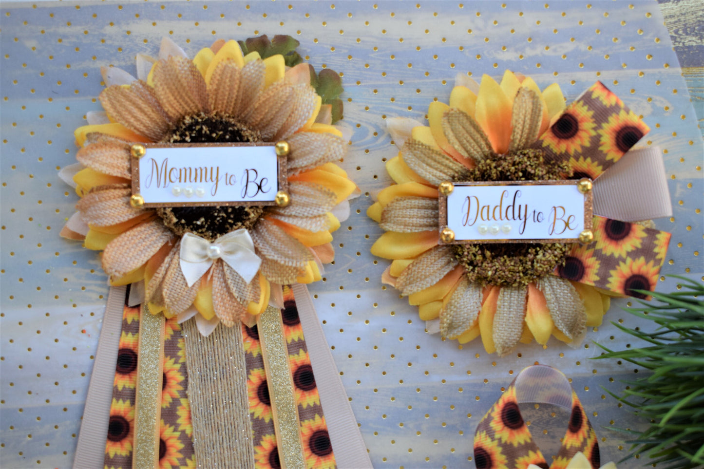 Rustic Sunflower Baby Shower, Fall Rustic Yellow Flower Sash, Daddy To Be Pin, Sunflower Rustic Baby Shower, Fall Gender Reveal Sash, Custom - Celebrations By Cris