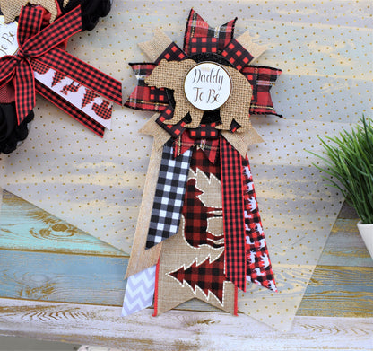 Buffalo Plaid Bear, Lumberjack Baby Shower, Buffalo Bear Plaid Shower, Burlap with Buffalo Maternity Sash, Burlap Red Black Sash, Custom - Celebrations By Cris