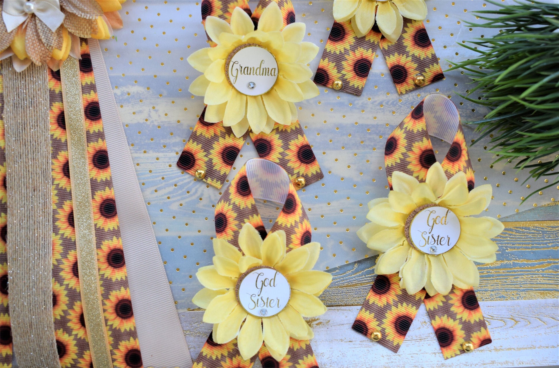 Rustic Sunflower Baby Shower, Fall Rustic Yellow Flower Sash, Daddy To Be Pin, Sunflower Rustic Baby Shower, Fall Gender Reveal Sash, Custom - Celebrations By Cris