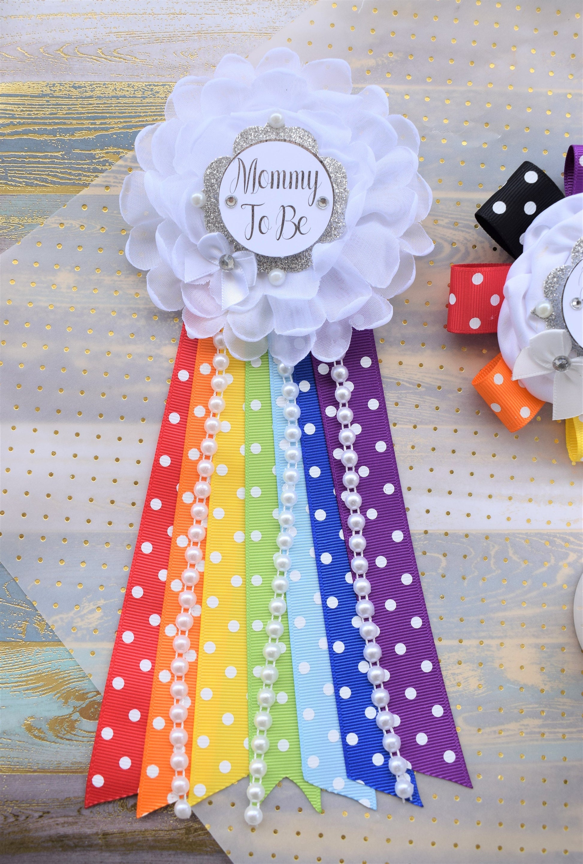 Rainbow Maternity Sash, Blue Yellow Purple Flower Sash, Multicolored Flower Belt, Rainbow Baby Shower, Rainbow Daddy to Be and Mommy to Be - Celebrations By Cris