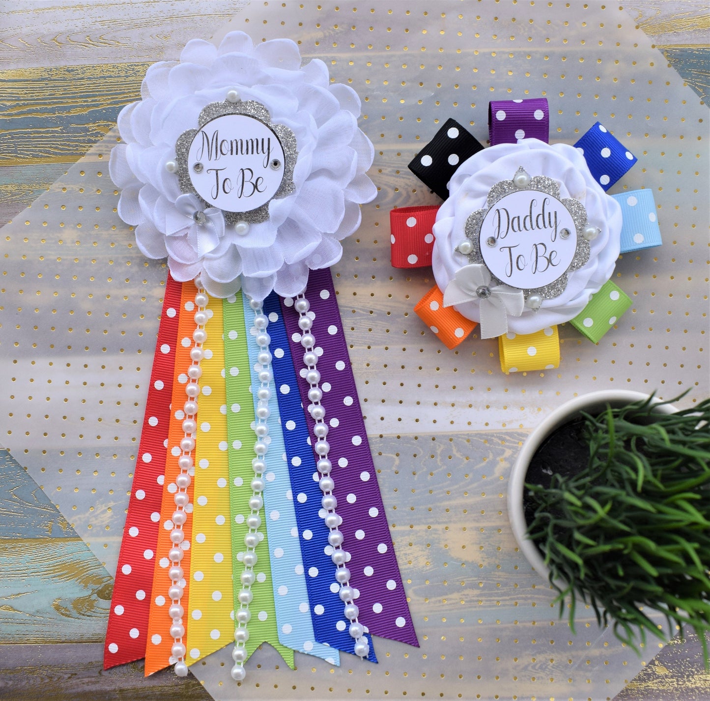 Rainbow Maternity Sash, Blue Yellow Purple Flower Sash, Multicolored Flower Belt, Rainbow Baby Shower, Rainbow Daddy to Be and Mommy to Be - Celebrations By Cris