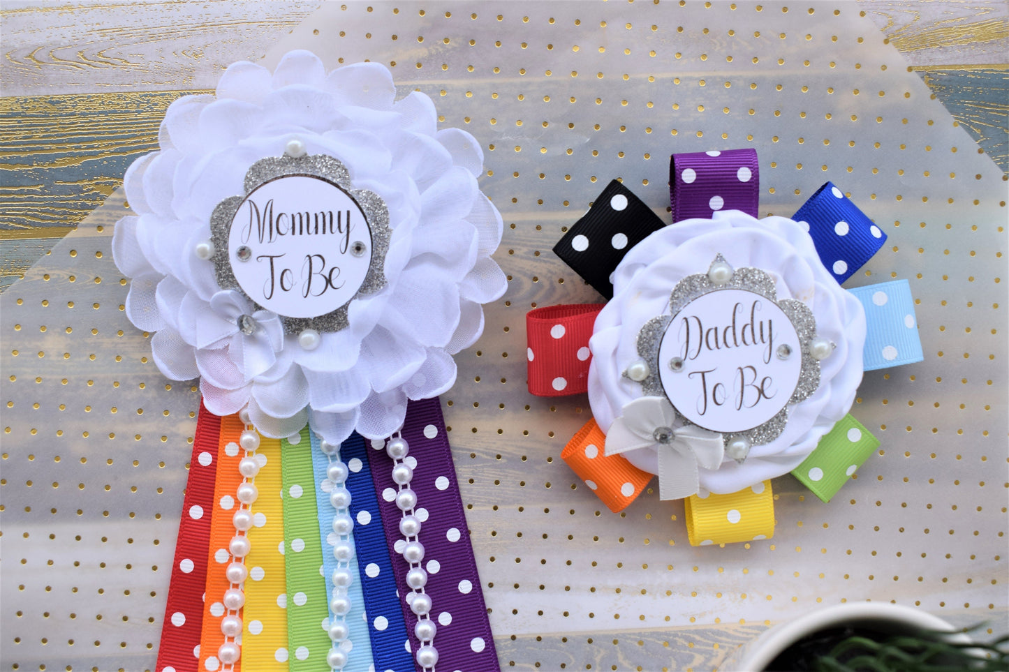 Rainbow Maternity Sash, Blue Yellow Purple Flower Sash, Multicolored Flower Belt, Rainbow Baby Shower, Rainbow Daddy to Be and Mommy to Be - Celebrations By Cris