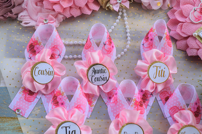 Pink Pumpkin Baby Shower, Ivory Pink Maternity Sash, Gold Pink Cream Mommy To Be Pin, Pumpkin Daddy To Be Pin, Fall Belly Sash, Custom - Celebrations By Cris