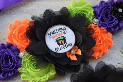 A Baby is Brewing Baby Shower, Halloween Baby Shower, A Baby is Brewing Mommy To Be, Green Orange Purple Black, A Baby is Brewing, Custom - Celebrations By Cris