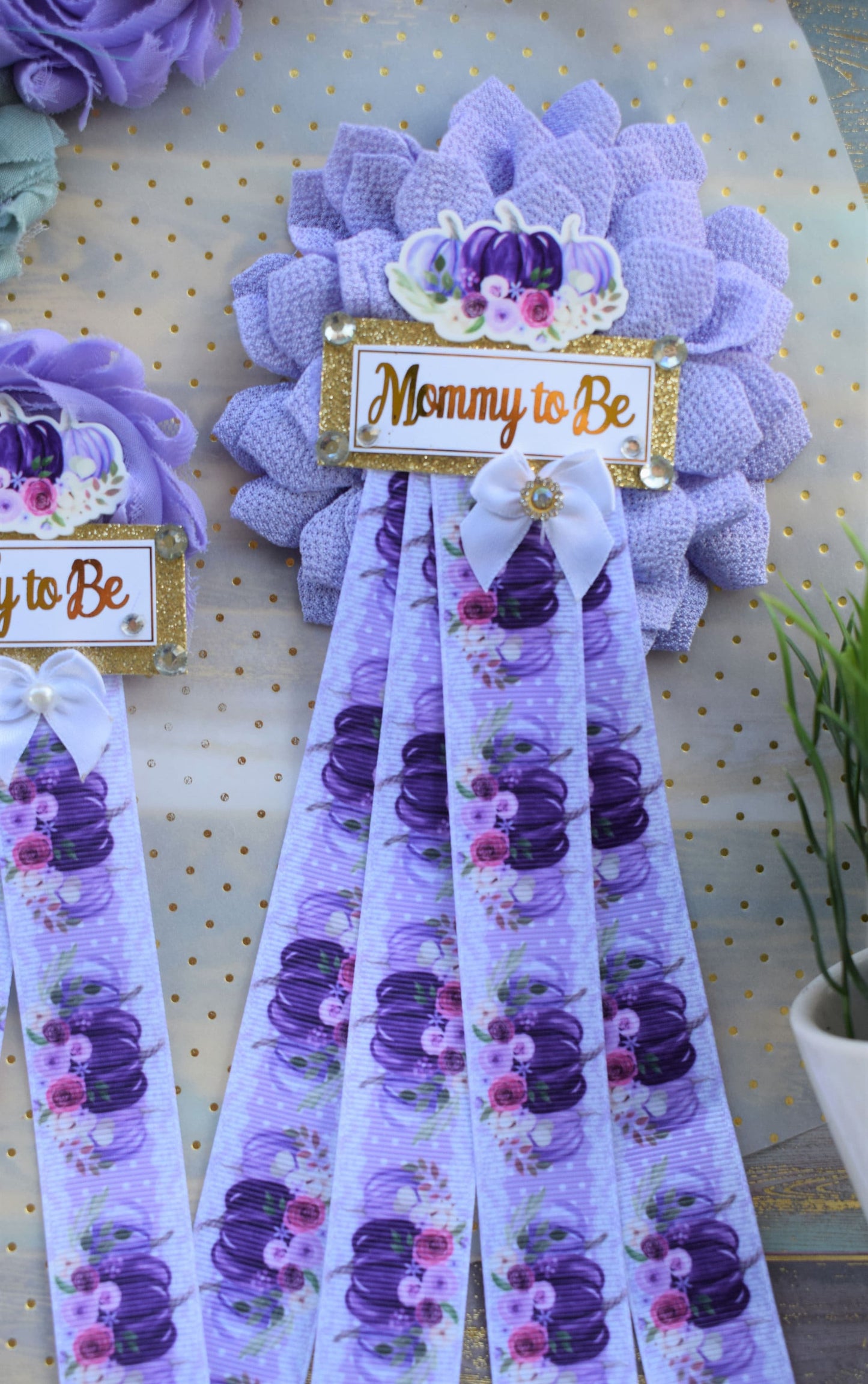 Lavender Pumpkin Baby Shower, Purple Lilac Maternity Sash, Vintage Lavender Flower Belly Sash, Pumpkin Flower Sash, Fall Belly Sash, Custom - Celebrations By Cris