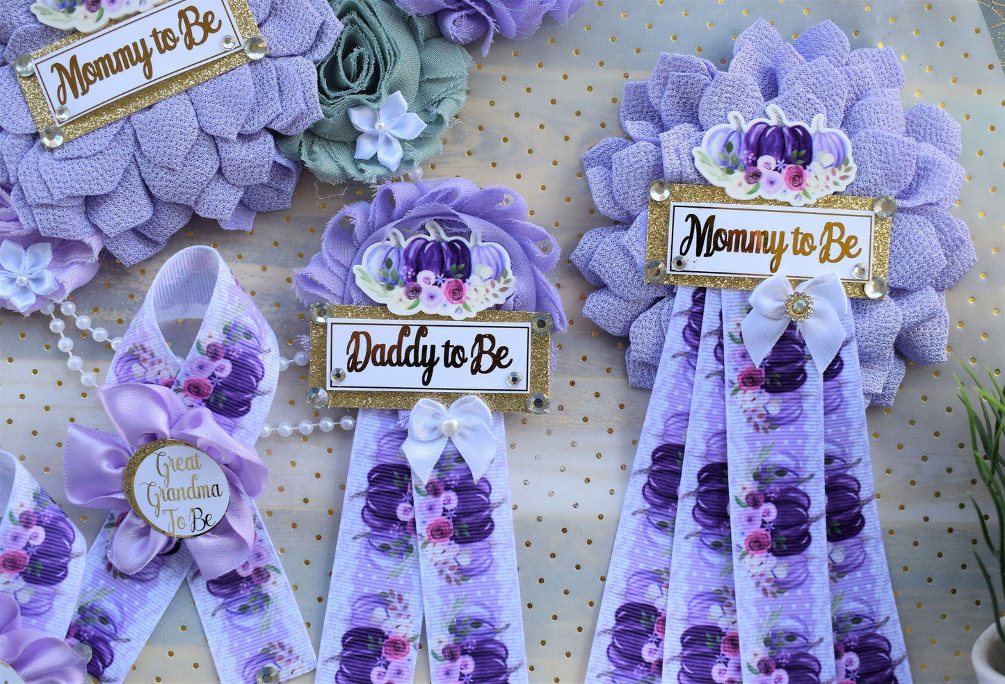 Lavender Pumpkin Baby Shower, Purple Lilac Maternity Sash, Vintage Lavender Flower Belly Sash, Pumpkin Flower Sash, Fall Belly Sash, Custom - Celebrations By Cris