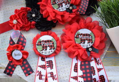 Buffalo Plaid Bear, Lumberjack Baby Shower, Buffalo Bear Plaid Shower, Burlap with Buffalo Maternity Sash, Burlap Red Black Sash, Custom