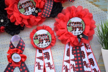 Buffalo Plaid Bear, Lumberjack Baby Shower, Buffalo Bear Plaid Shower, Burlap with Buffalo Maternity Sash, Burlap Red Black Sash, Custom