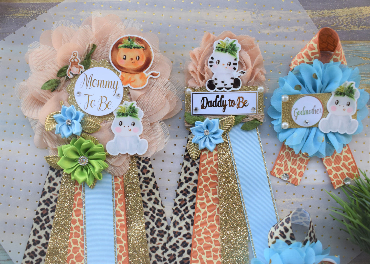 Boy Safari Jungle Maternity Sash, Blue Safari Maternity Sash, Animal Flower Sash, Jungle Safari Baby Shower, Safari Flower Sash, Custom Sash - Celebrations By Cris