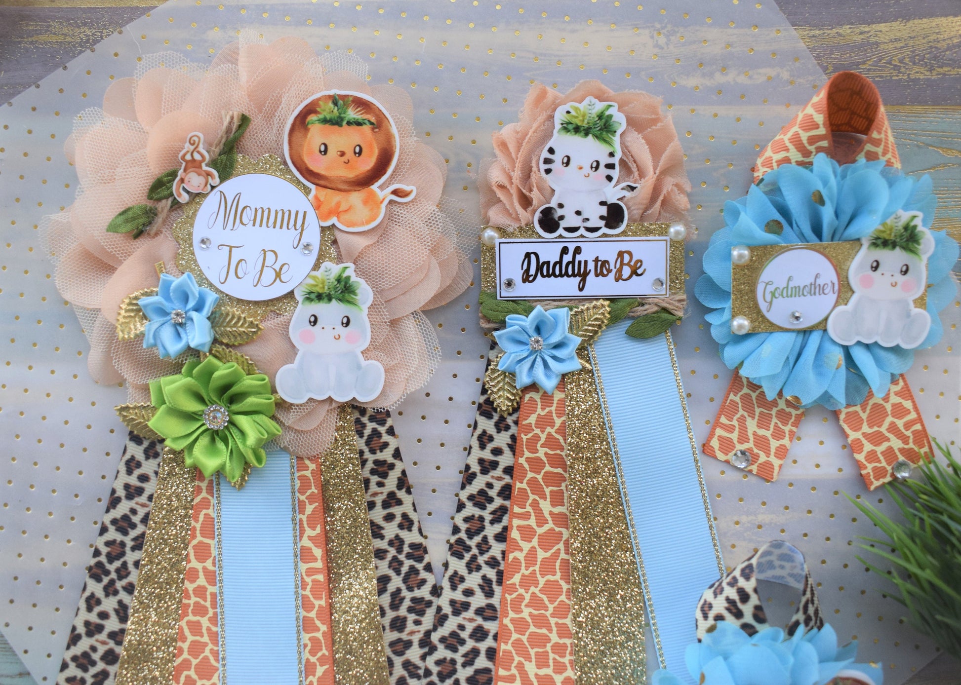 Boy Safari Jungle Maternity Sash, Blue Safari Maternity Sash, Animal Flower Sash, Jungle Safari Baby Shower, Safari Flower Sash, Custom Sash - Celebrations By Cris