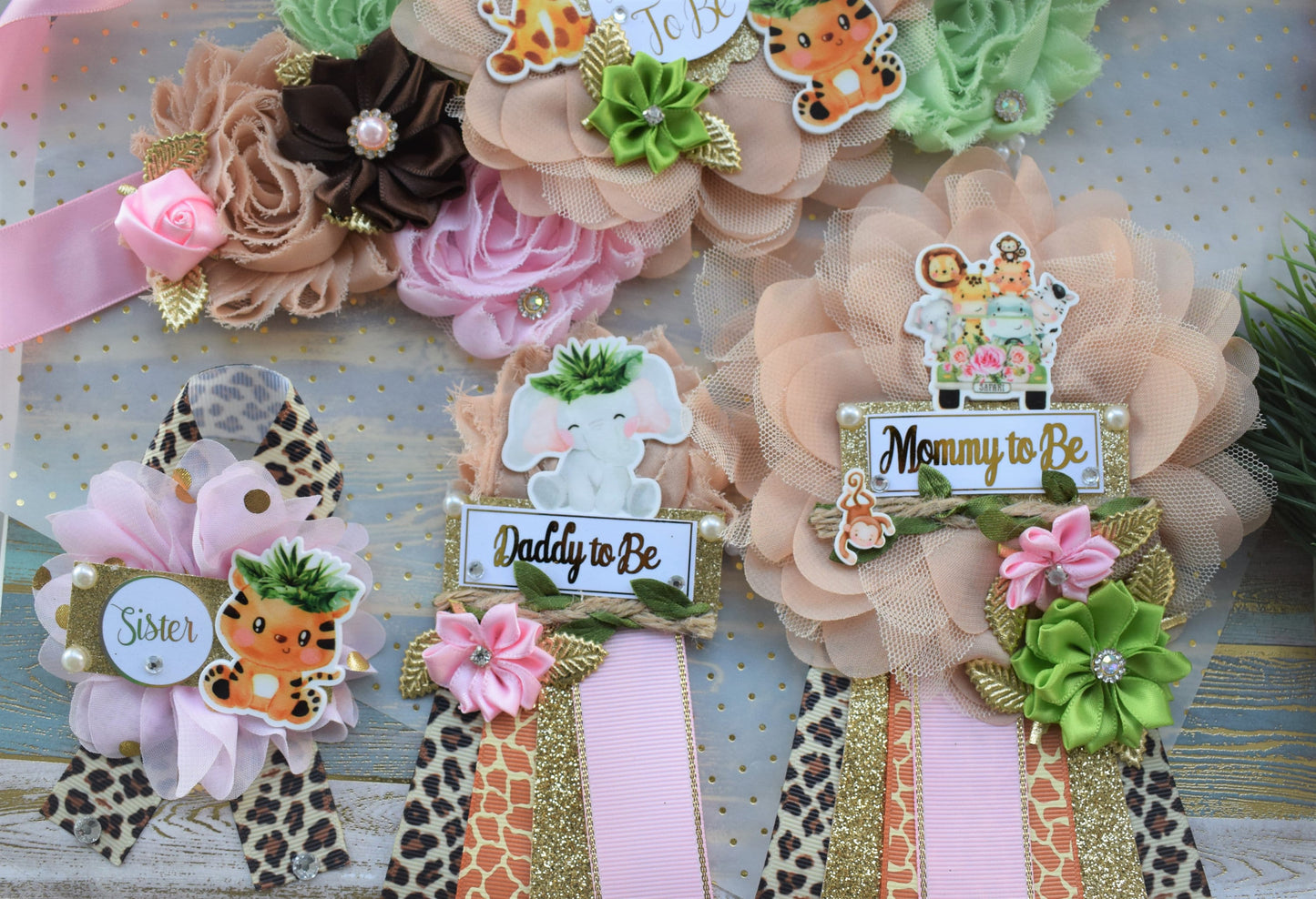 Girl Safari Jungle Maternity Sash, Pink Safari Maternity Sash, Animal Flower Sash, Jungle Safari Baby Shower, Safari Flower Sash, Custom