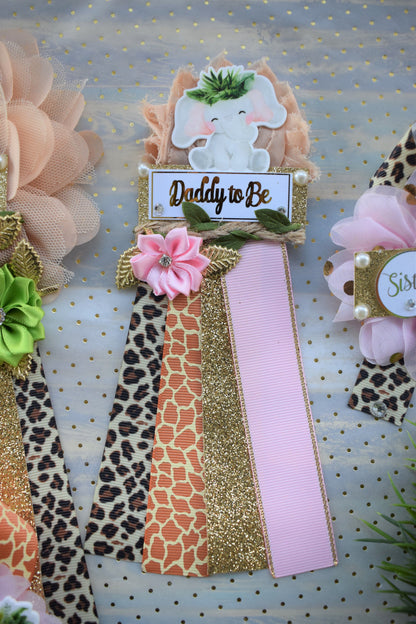 Girl Safari Jungle Maternity Sash, Pink Safari Maternity Sash, Animal Flower Sash, Jungle Safari Baby Shower, Safari Flower Sash, Custom