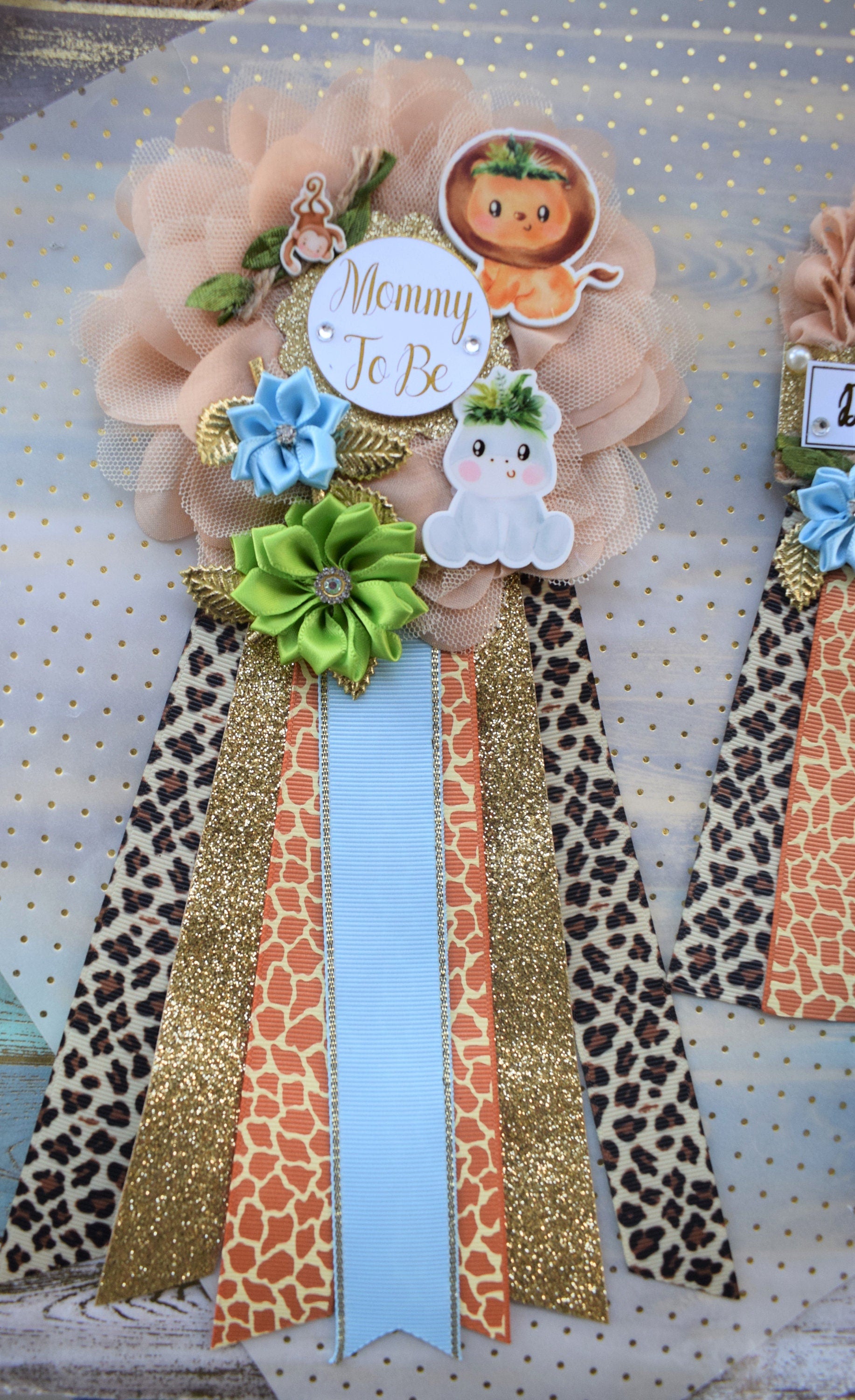 Boy Safari Jungle Maternity Sash, Blue Safari Maternity Sash, Animal Flower Sash, Jungle Safari Baby Shower, Safari Flower Sash, Custom Sash - Celebrations By Cris