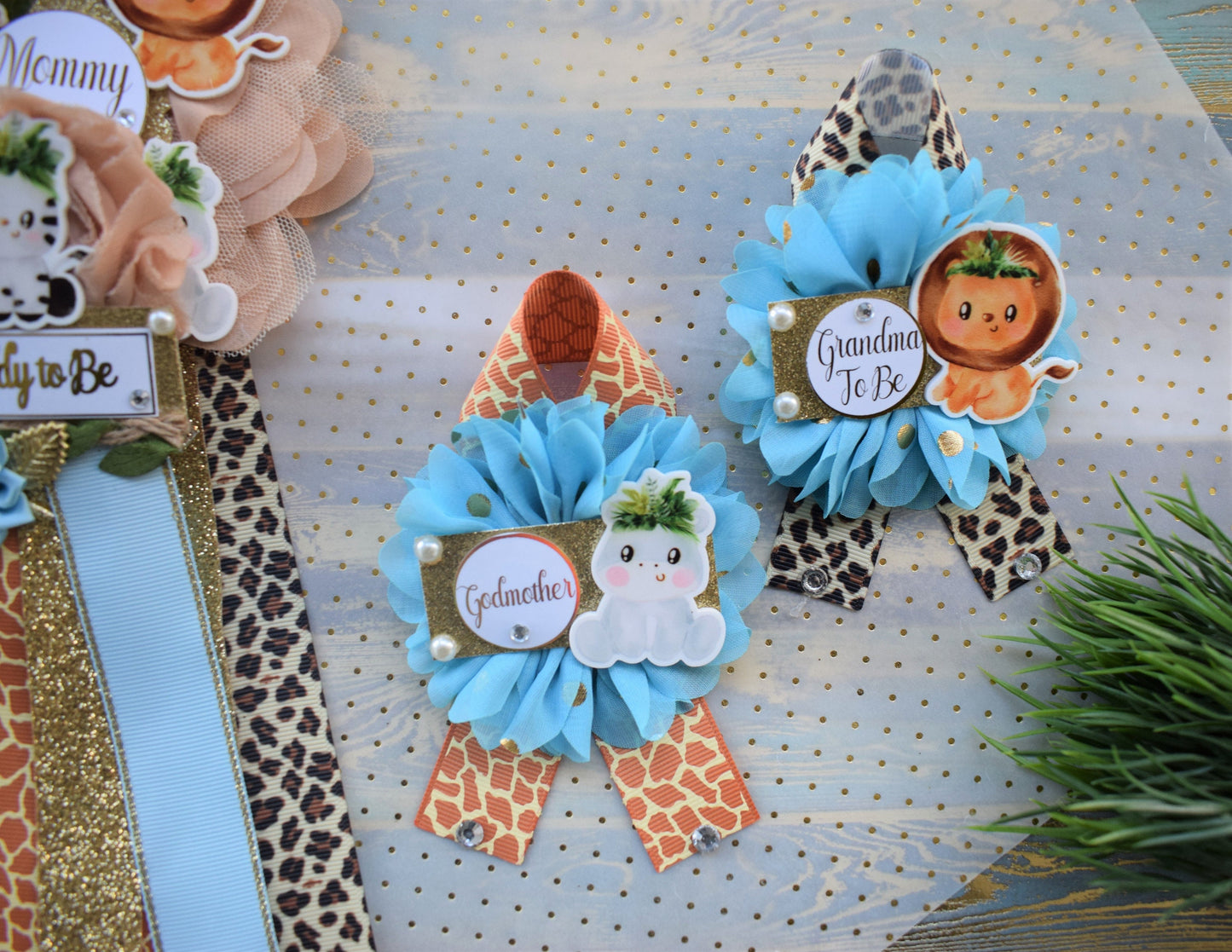 Boy Safari Jungle Maternity Sash, Blue Safari Maternity Sash, Animal Flower Sash, Jungle Safari Baby Shower, Safari Flower Sash, Custom Sash - Celebrations By Cris