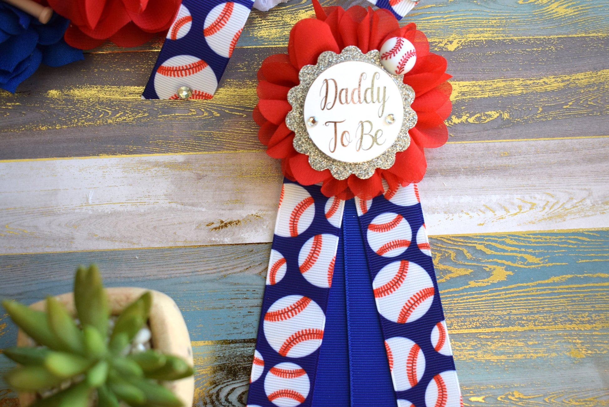 Baseball Maternity Sash, Red Blue Maternity Sash, Royal Blue Maternity Sash, Red and White Maternity Sash Belt, Custom Belly Sash - Celebrations By Cris