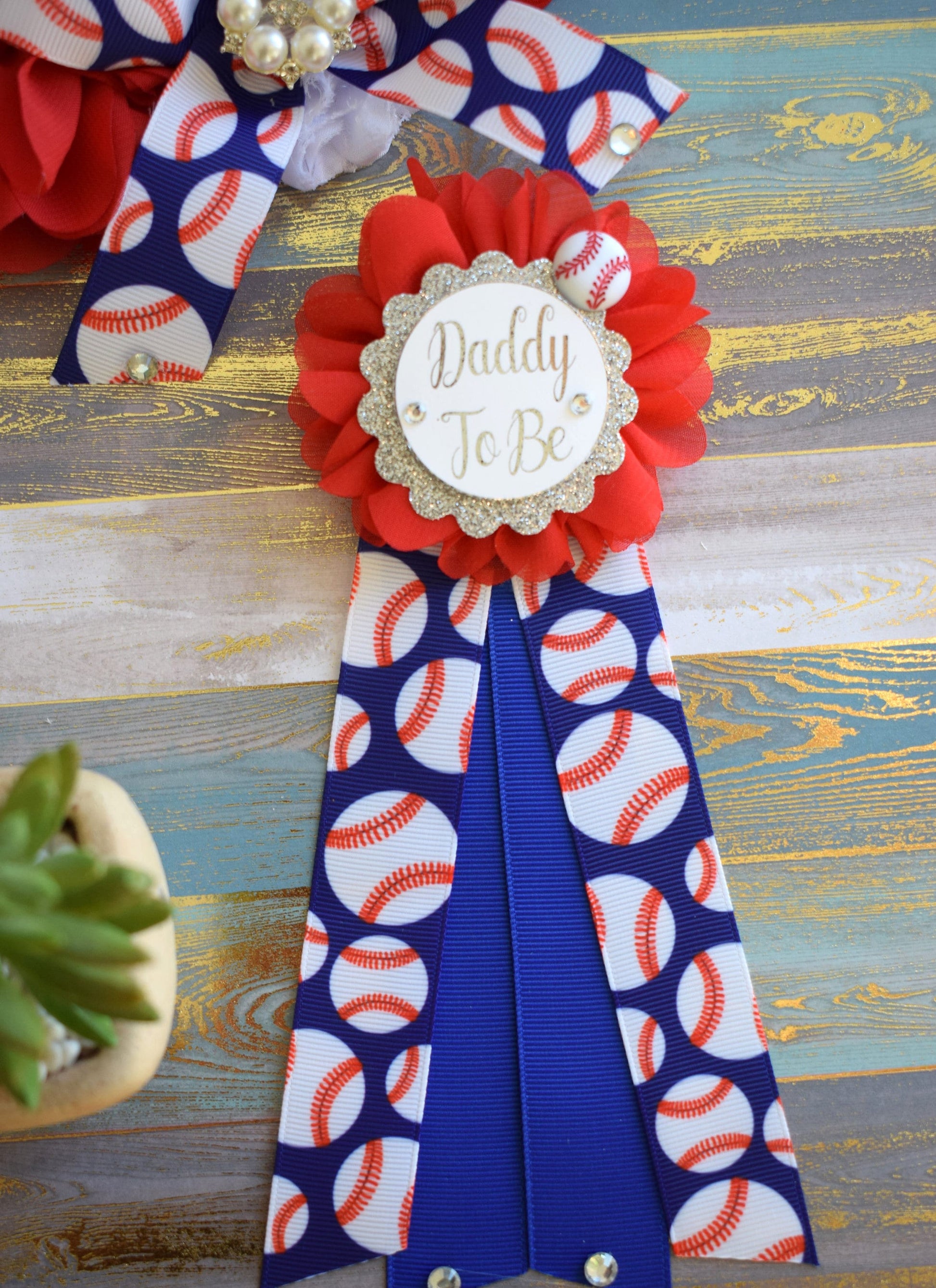 Baseball Maternity Sash, Red Blue Maternity Sash, Royal Blue Maternity Sash, Red and White Maternity Sash Belt, Custom Belly Sash - Celebrations By Cris