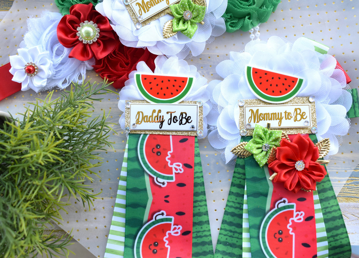 Watermelon Baby Shower, Watermelon Fruit Maternity Sash, Red White Green Flower Sash, Watermelon Summer Flower Sash, Summer Tropical Sash