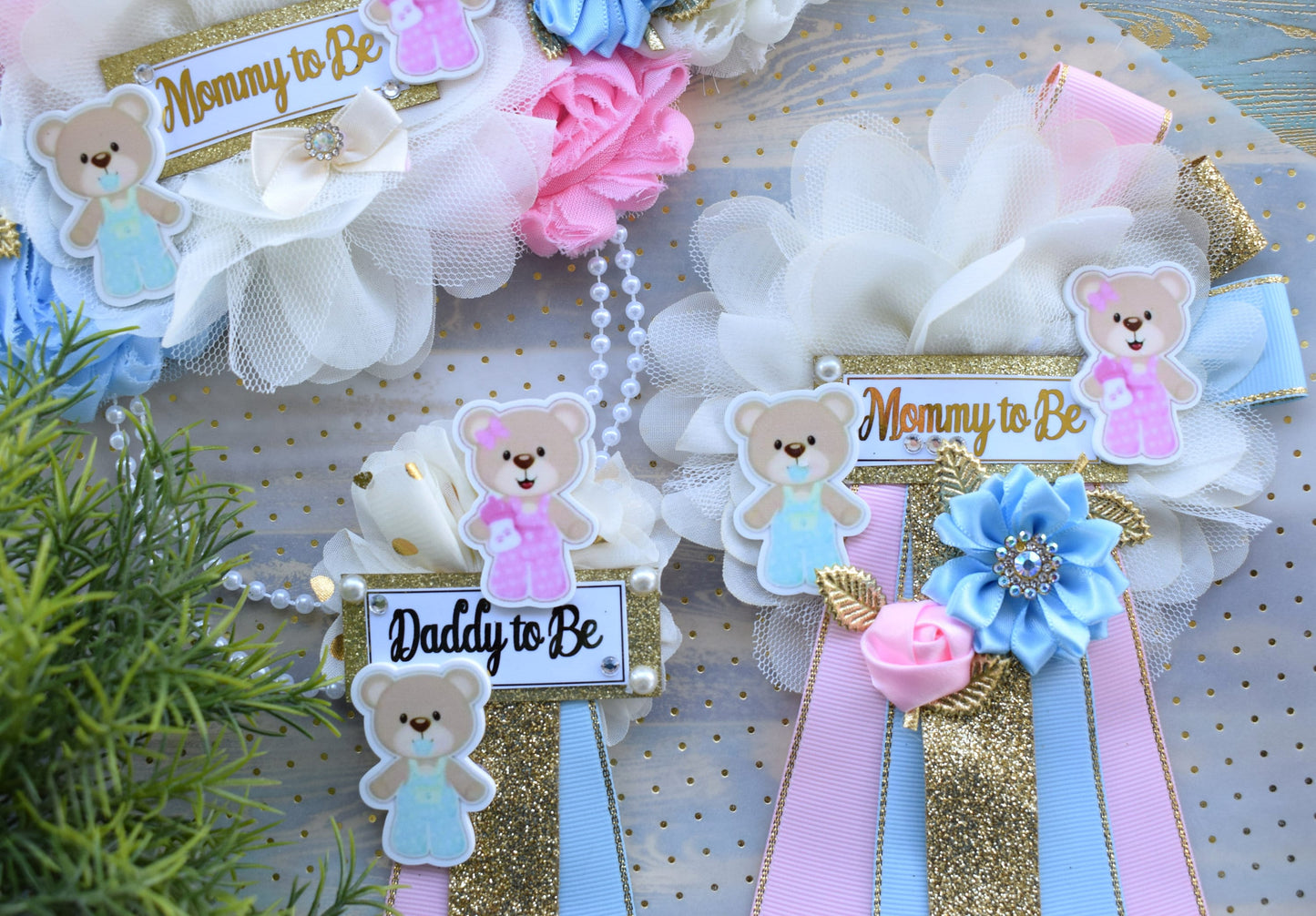 Bear Gender Reveal Baby Shower, Teddy Bear Pink Blue Maternity Sash, Reveal Flower Sash, Gender Reveal Belly Sash, Gender Reveal Baby Shower - Celebrations By Cris