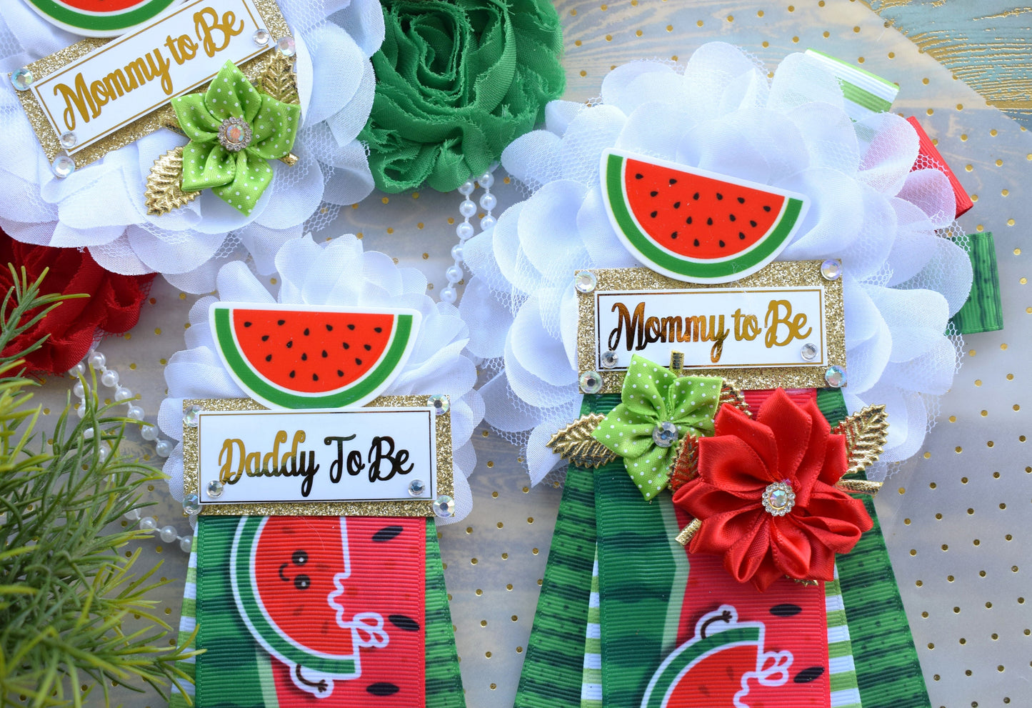 Watermelon Baby Shower, Watermelon Fruit Maternity Sash, Red White Green Flower Sash, Watermelon Summer Flower Sash, Summer Tropical Sash