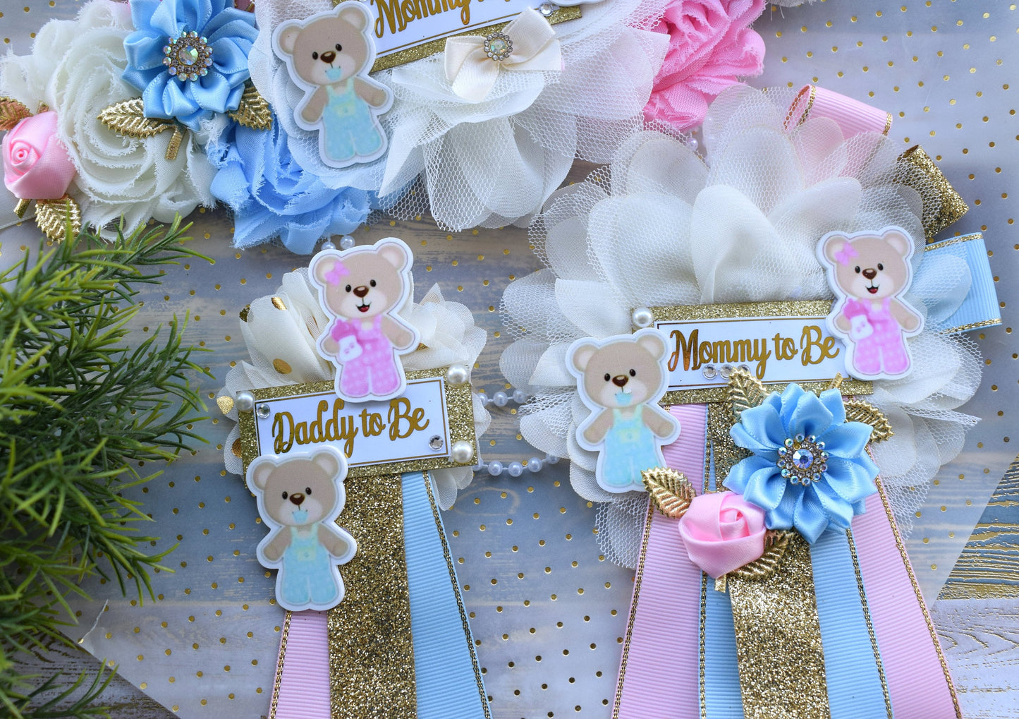 Bear Gender Reveal Baby Shower, Teddy Bear Pink Blue Maternity Sash, Reveal Flower Sash, Gender Reveal Belly Sash, Gender Reveal Baby Shower - Celebrations By Cris