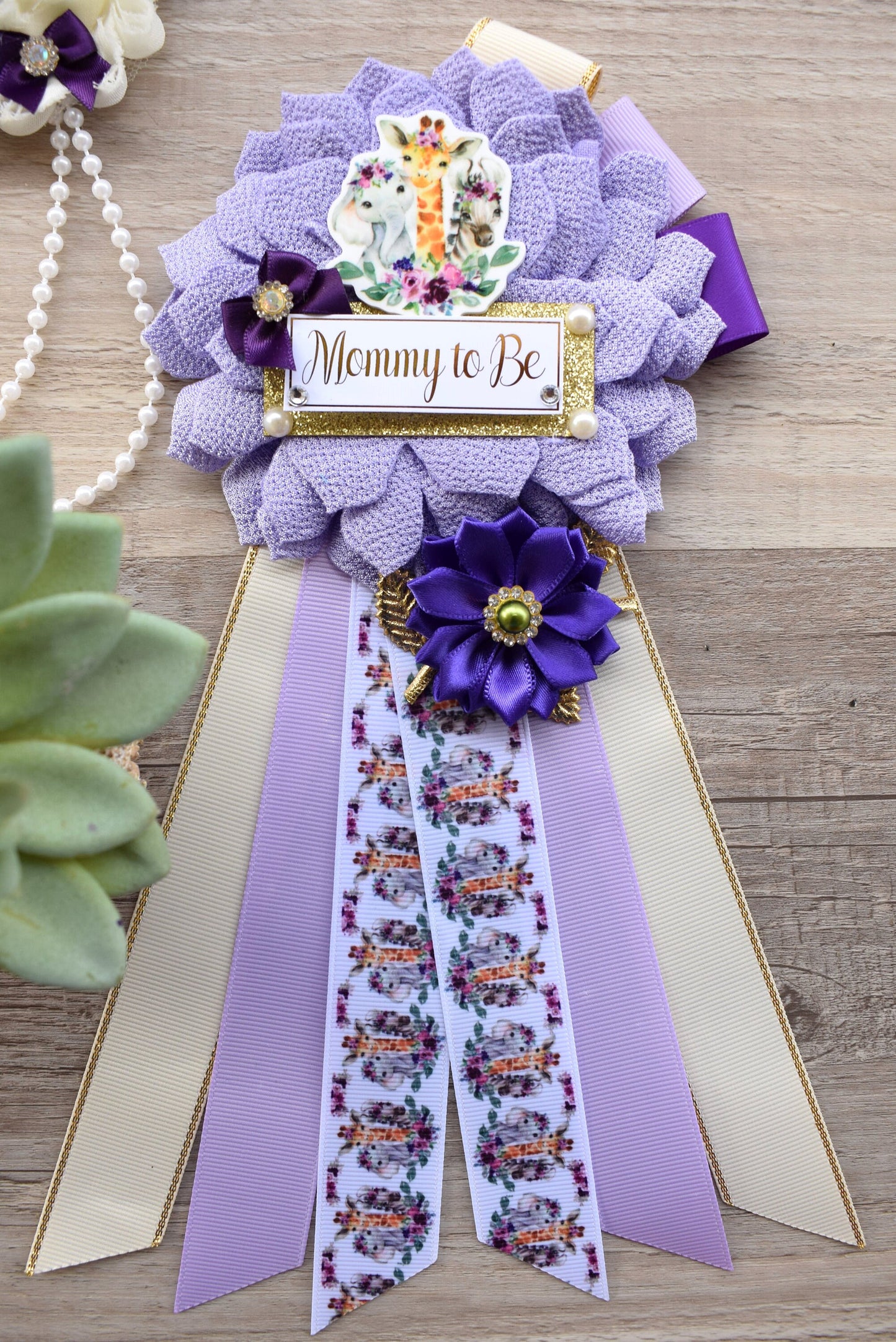 Girl Purple Safari Jungle Maternity Sash, Purple Lavender Gold Green Safari Maternity Sash, Purple Floral Animal Flower Baby Shower - Celebrations By Cris