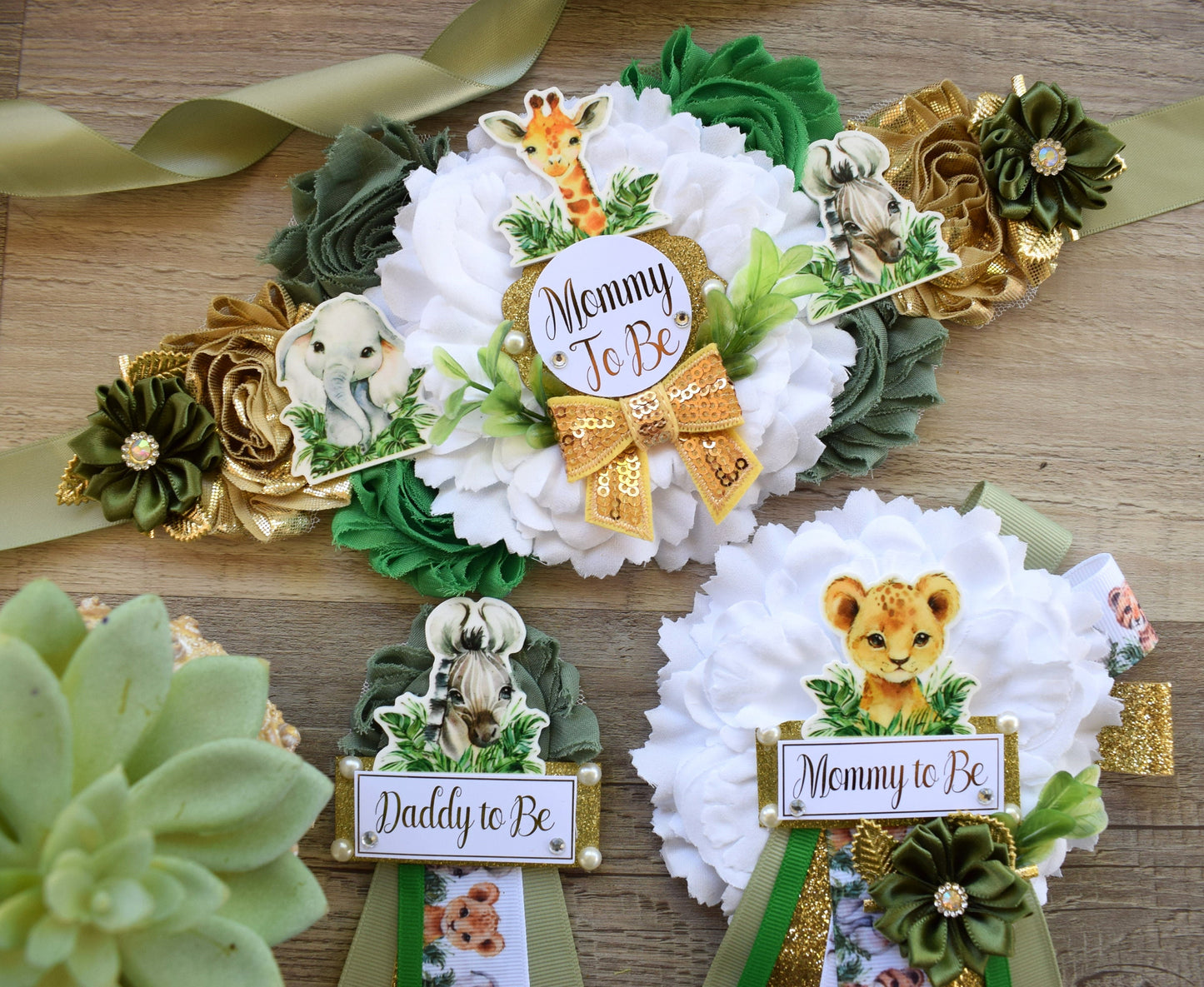 Green Safari Baby Shower, Sage Safari Maternity Sash, Animal Mommy To Be Ribbon Pin, Jungle Daddy To Be Ribbon, Baby shower Gift - S0001 - Celebrations By Cris