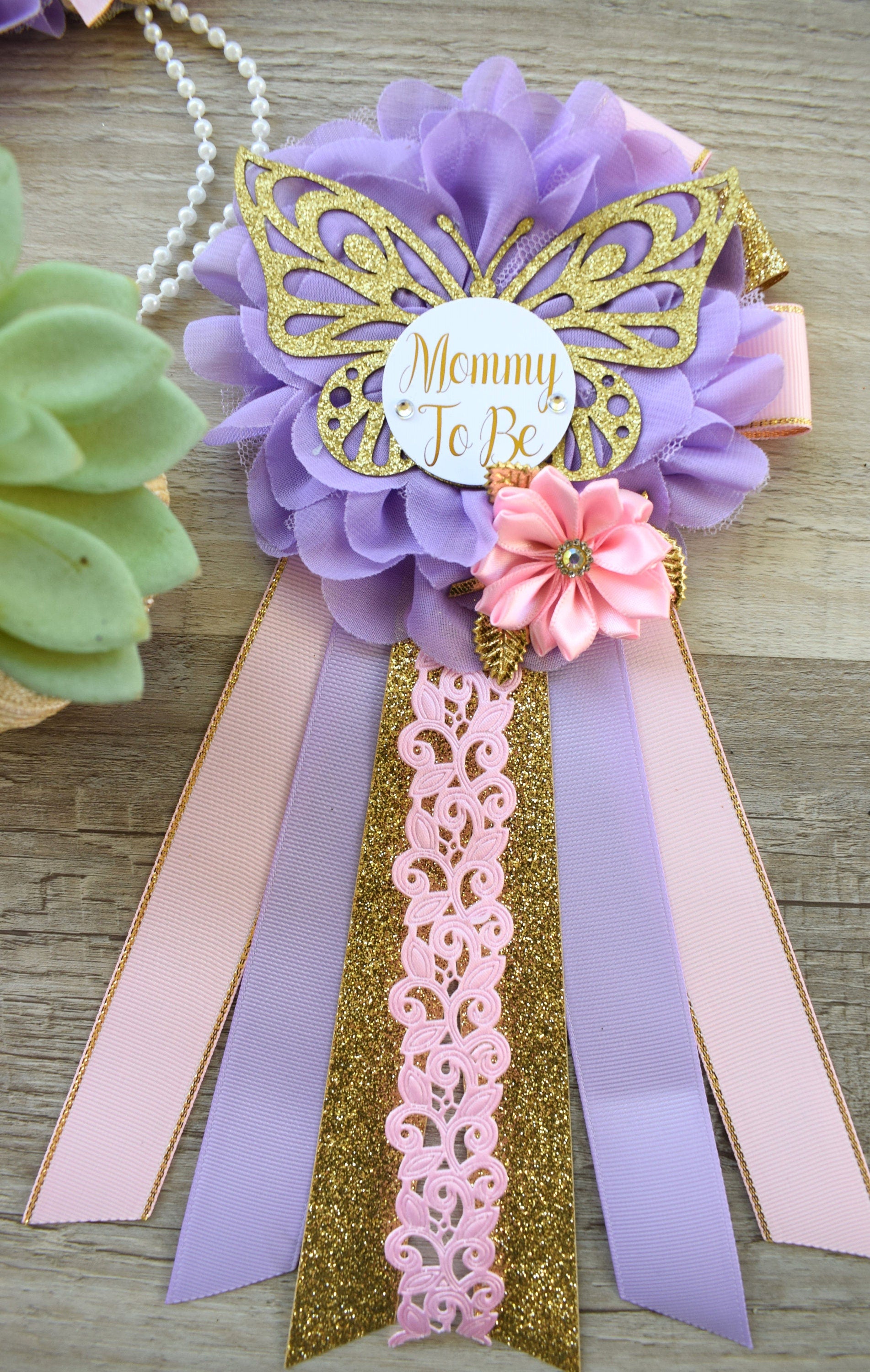 Pink Lavender Butterfly Baby Shower, Butterfly Maternity Belly Sash, Pink Lilac Gold Butterfly Mommy To Be Ribbon, Daddy To Be Pin, Custom - Celebrations By Cris