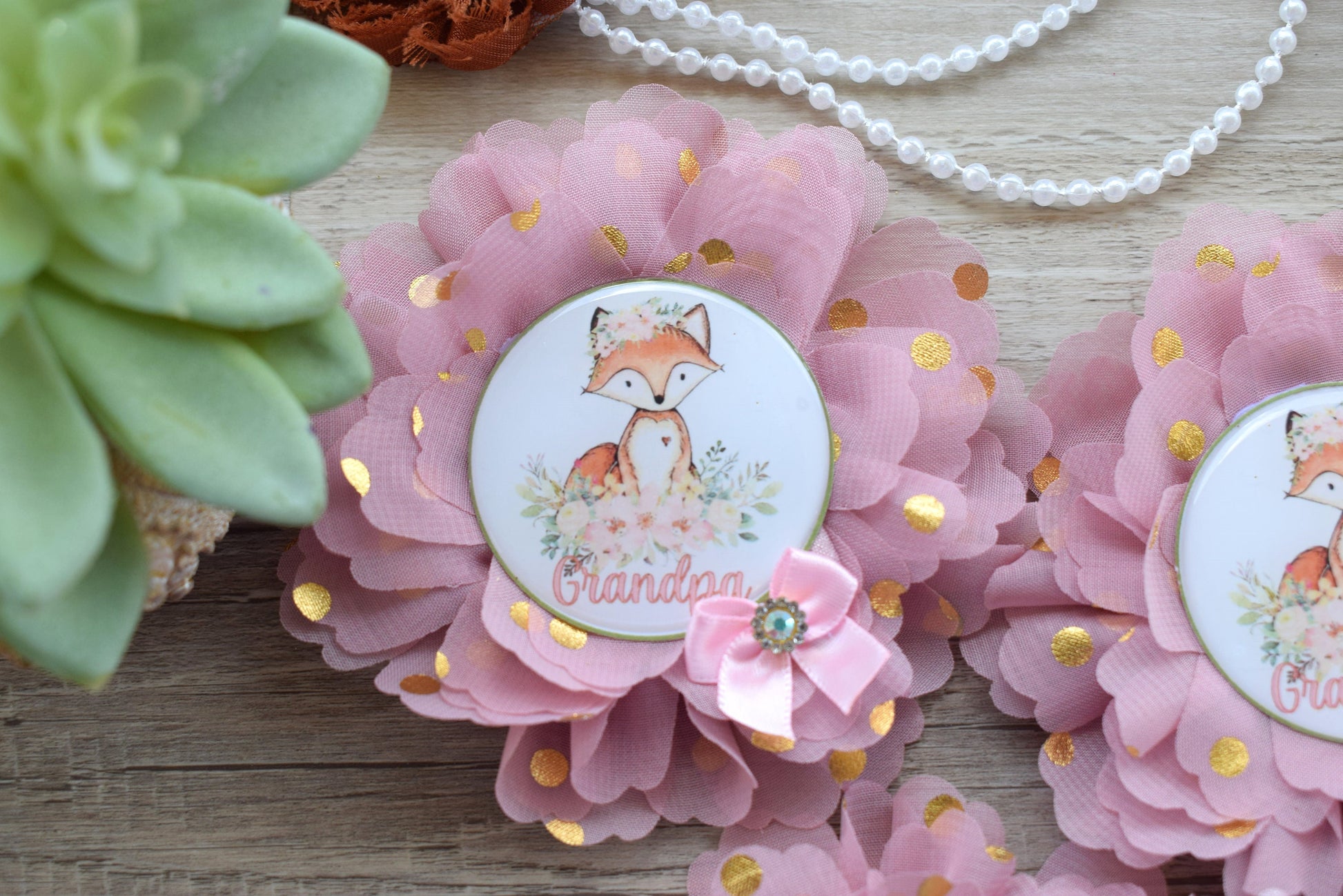 Girl Woodland Baby Shower, Pink Woodland Maternity Sash, Woodland Mommy To Be Pin, Girl Fox Daddy To Be Pin, Woodland Baby Shower Gift - Celebrations By Cris