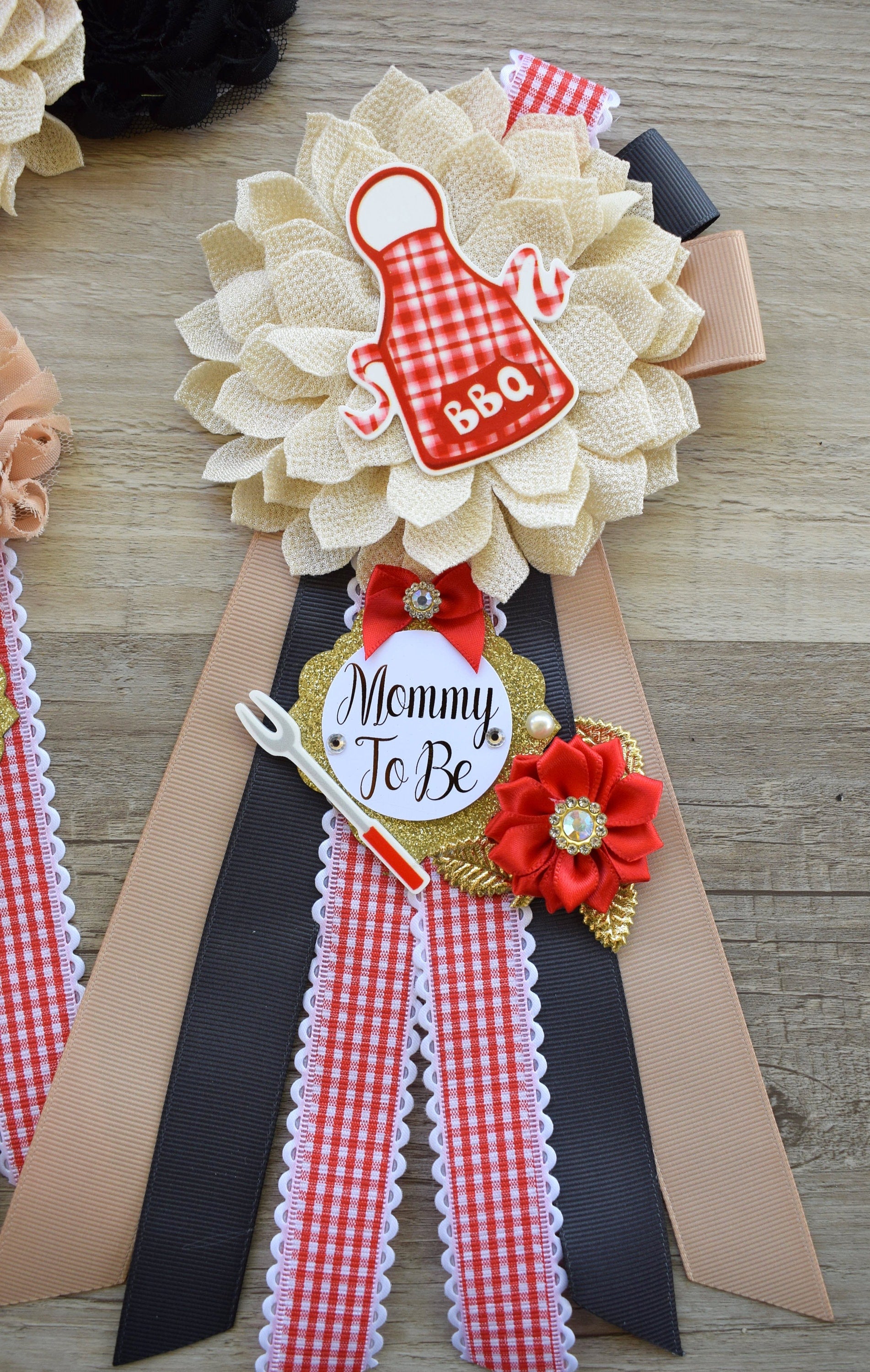 Baby Q Baby Shower Sash, BBQ Maternity Sash, BBQ Baby Shower, Mommy To Be Ribbon, Daddy To Be Ribbon Pin, Baby Shower Gift - Celebrations By Cris