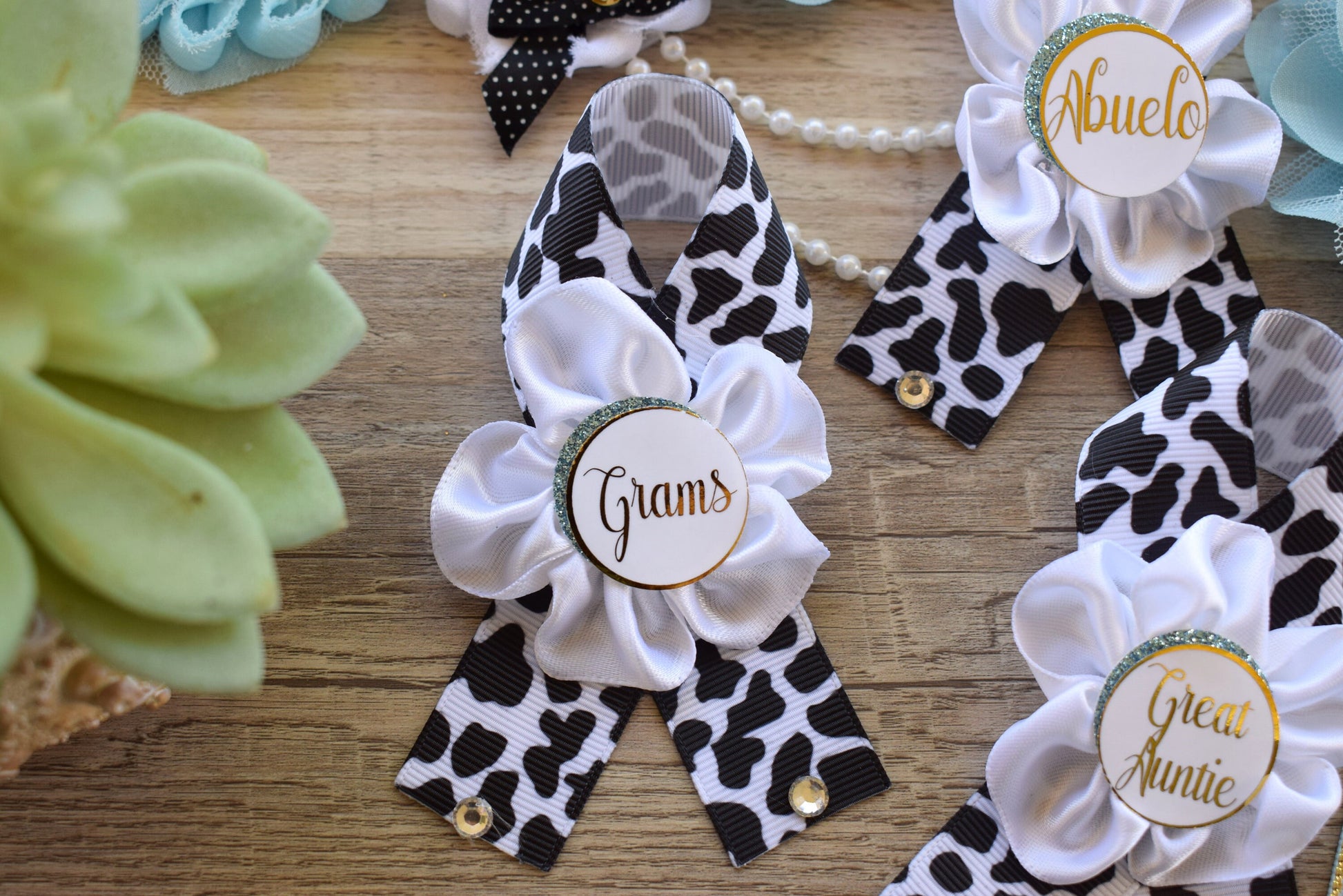 Blue Cow Baby Shower, Boy Cow Maternity Sash, Farm Boy Cow Mommy To Be Ribbon, Daddy To Be Ribbon, Baby Shower Gift, Custom - Celebrations By Cris