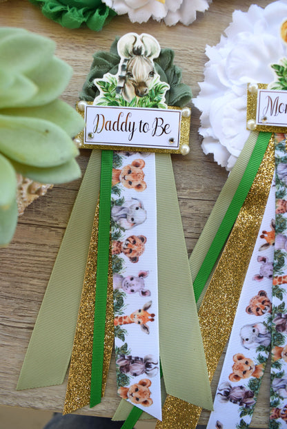 Green Safari Baby Shower, Sage Safari Maternity Sash, Animal Mommy To Be Ribbon Pin, Jungle Daddy To Be Ribbon, Baby shower Gift - S0001 - Celebrations By Cris