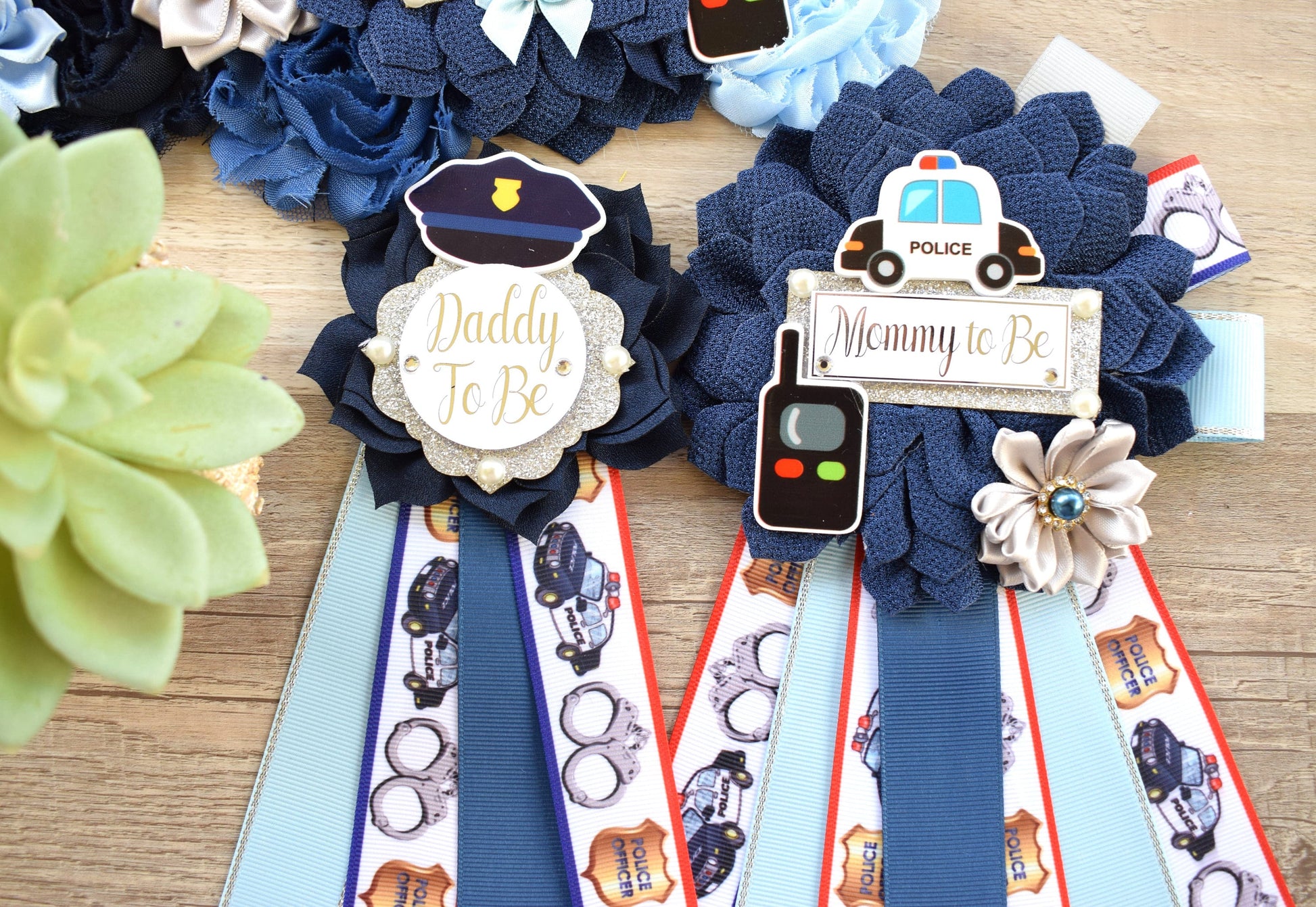 Police Baby Shower, Navy Blue Grey Maternity Sash, Police Mommy To Be Ribbon, Cop Baby Shower Sash, Policeman Daddy To Be Pin, Custom - Celebrations By Cris