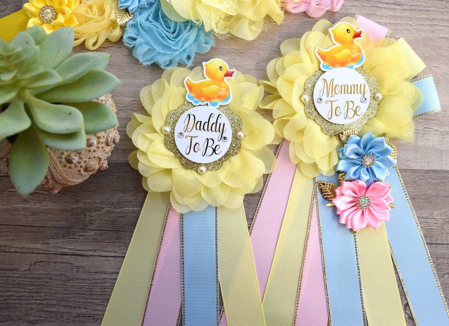 Gender Reveal Rubber Duck Baby Shower, Duck Sash, Mommy To Be Ribbon, Daddy To Be Pin, Yellow Blue Pink Rubber Duck Baby Shower Gift