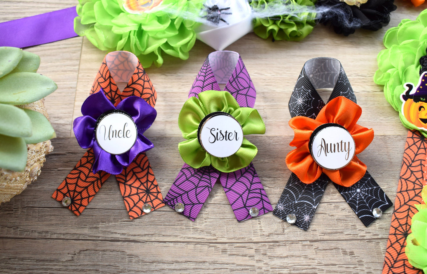 Halloween Baby Shower, Spider Orange Green Purple Black Maternity Sash, Halloween Mommy To Be Pin, Scary Halloween Daddy To Be Pin