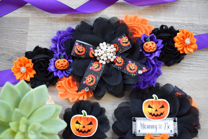 Halloween Pumpkin Baby Shower, Spider Orange Grey Purple Black Maternity Sash, Halloween Mommy To Be Pin, Scary Halloween Daddy To Be Pin