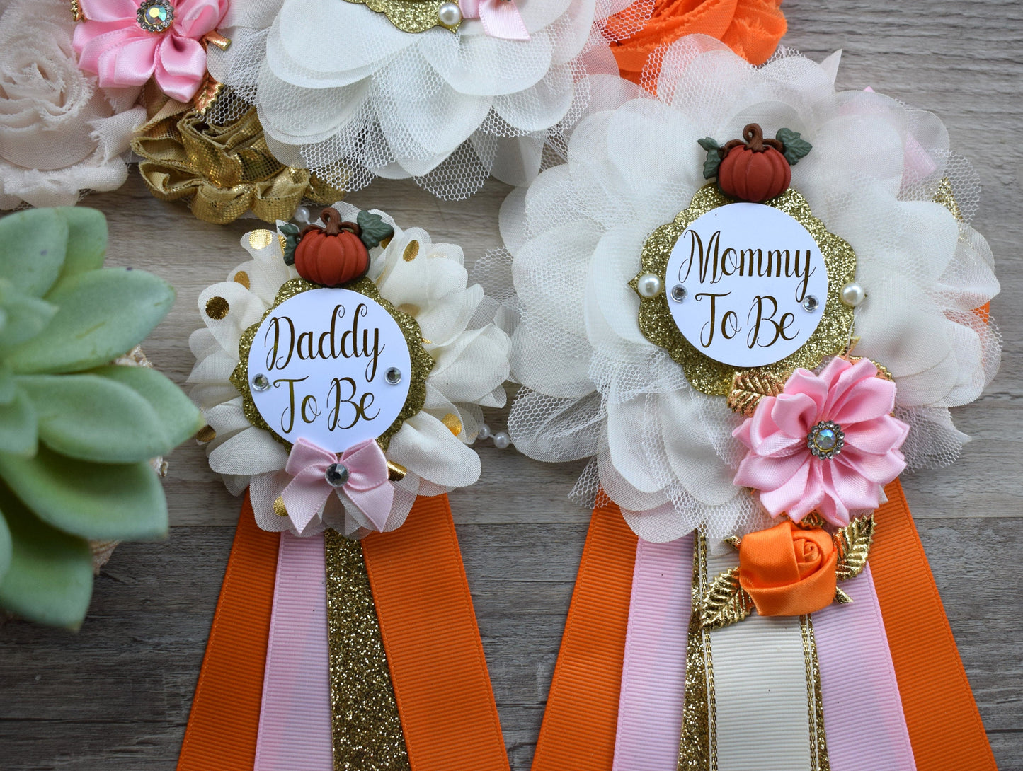 Girl Pumpkin Baby Shower, Orange Pink Maternity Sash, Orange Pink Mommy To Be Pin, Pumpkin Daddy To Be Pin, Orange Pink Baby Shower, Custom