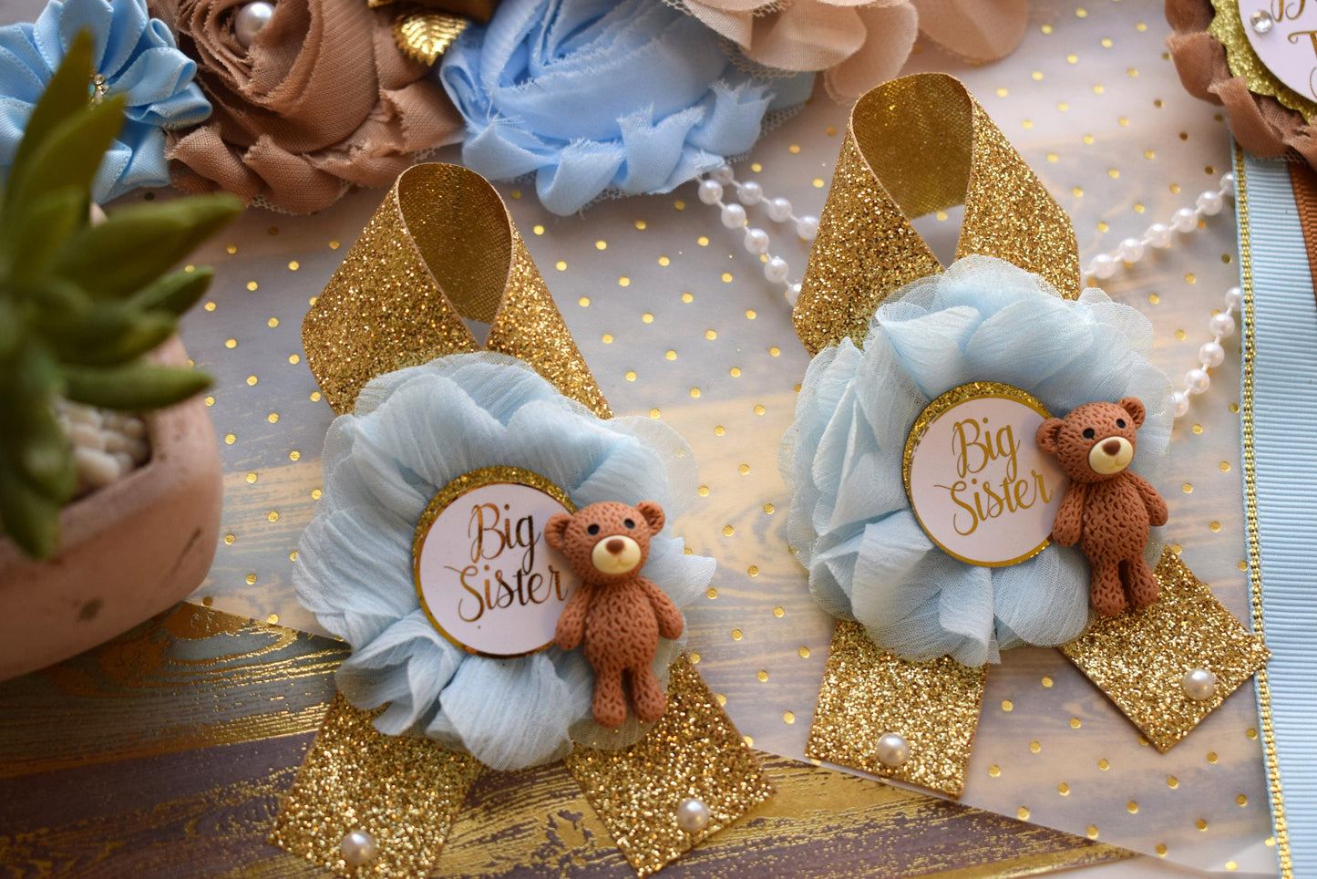 Blue Bear Baby Shower, Teddy Bear Blue Maternity Sash, Teddy Bear Corsage Pin, Bear Mommy To Be, Bear Daddy To Be, Bear Baby Shower, Custom - Celebrations By Cris