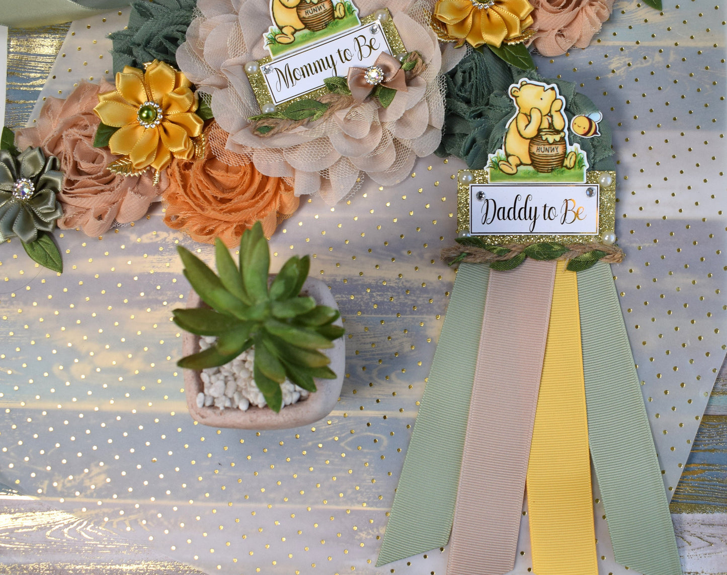 Classic Vintage Winnie Baby Shower, Winnie the Pooh Mommy To Be Pin, Classic Winnie Mommy To Be Ribbon, Winnie the Pooh Daddy Pin, Custom - Celebrations By Cris