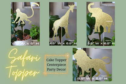 Gold Safari Cake Toppers, Gold Safari Baby Shower, Party Decor, Baby Shower Centerpieces Decorations, Room Nursery Decor