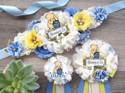 Boy Classic Winnie Baby Shower, Winnie The Pooh Mommy To Be Pin, Classic Winnie Baby Party, Winnie Daddy Pin, Custom - Celebrations By Cris