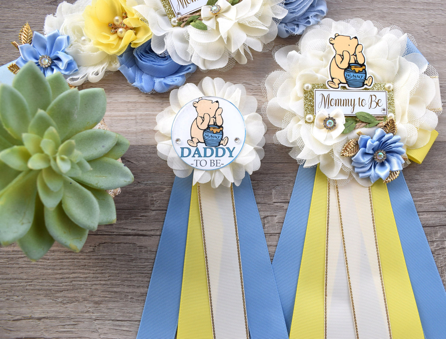 Boy Classic Winnie Baby Shower, Winnie The Pooh Mommy To Be Pin, Classic Winnie Baby Party, Winnie Daddy Pin, Custom - Celebrations By Cris