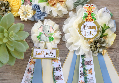 Baby Animal Baby Shower, Safari Maternity Sash, Animal Mommy To Be Ribbon Pin, Jungle Daddy To Be Ribbon, Jungle Safari Baby shower Gift