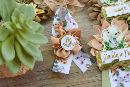 Jungle Safari Boho Baby Shower, Safari Sage Maternity Sash, Animal Mommy To Be Ribbon, Jungle Daddy To Be Pin, Greenery Shower, Custom - Celebrations By Cris