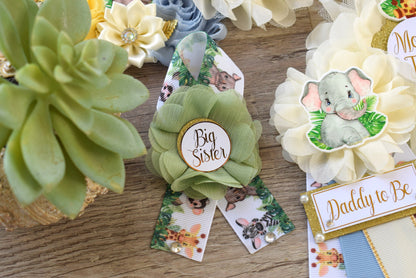 Baby Animal Baby Shower, Safari Maternity Sash, Animal Mommy To Be Ribbon Pin, Jungle Daddy To Be Ribbon, Jungle Safari Baby shower Gift