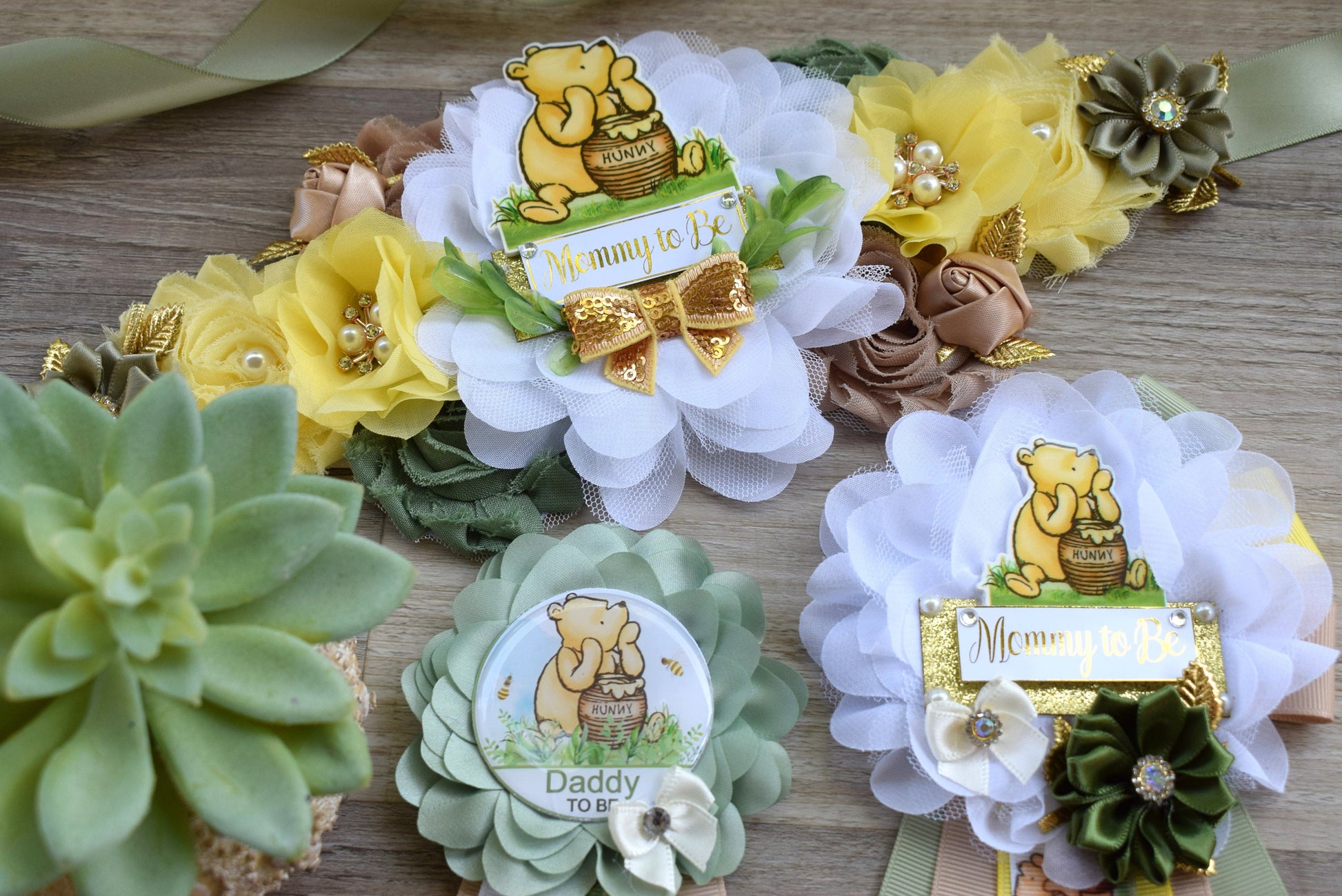 Classic Winnie The Pooh Baby Shower, Winnie the Pooh Mommy To Be Pin, Classic Winnie the Pooh, Winnie the Pooh Mommy and Daddy Pin, Custom - Celebrations By Cris